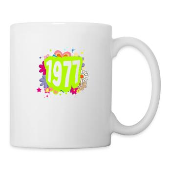 Jahr 1977 Jubiläum Floral Groovy - Tasse - Weiß - Rechts