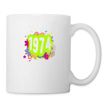 Jahr 1974 Jubiläum Floral Groovy - Tasse - Weiß - Rechts