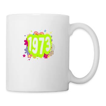 Jahr 1973 Jubiläum Groovy blumig - Tasse - Weiß - Rechts