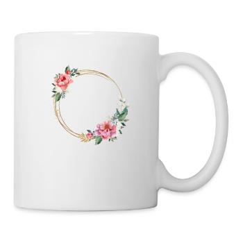 Wreath White and pink flowers, customizable - Mug - white - Right