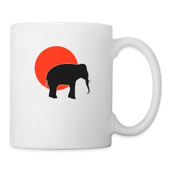 Elefant im Retro-Stil: Der rote Sonnenuntergang - Tasse - Weiß - Rechts