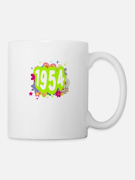 Jahr 1954 Jubiläum Floral Groovy - Tasse - Weiß