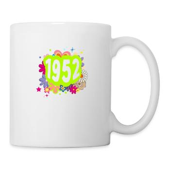 Jahr 1952 Jubiläum Groovy blumig - Tasse - Weiß - Rechts