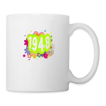 Jahr 1948 Geburtstag Groovy Blumen - Tasse - Weiß - Rechts