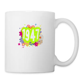 Jahr 1947 Jubiläum Floral Groovy - Tasse - Weiß - Rechts