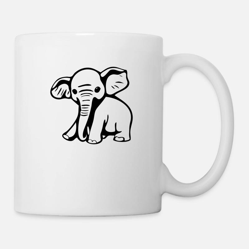 Bébé éléphant dans un style de bande dessinée - Mug blanc - blanc