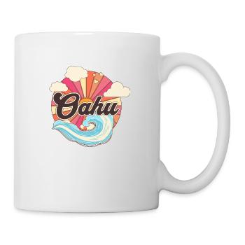 Oahu Hawaii Retro 80s Beach - Mug blanc - blanc - Droite