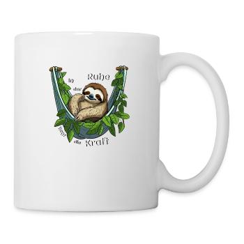 In der Ruhe liegt die Kraft! Faultier Geschenkidee - Tasse - Weiß - Rechts