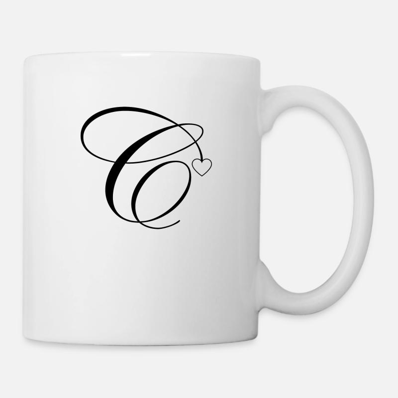 Lettre c calligraphie cœur - Mug blanc - blanc