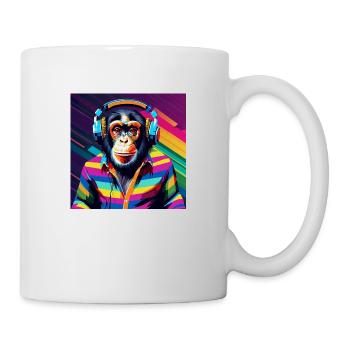 Affe Schimpanse mit Kopfhörer - Tasse - Weiß - Rechts