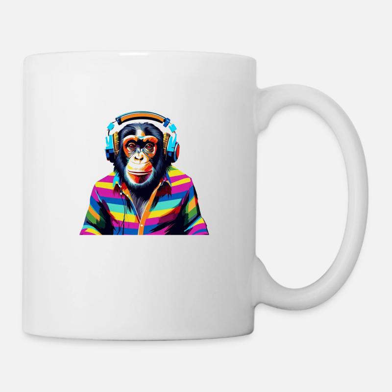 DJ Schimpansen bunt - Tasse - Weiß