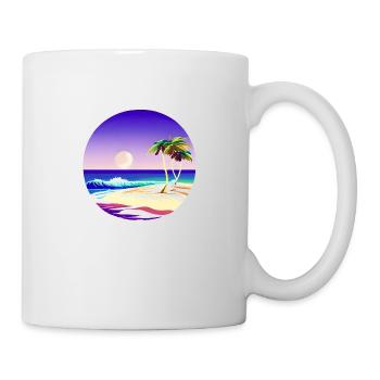 Palmen Insel Sommerurlaub Palme Strand Sonne - Tasse - Weiß - Rechts