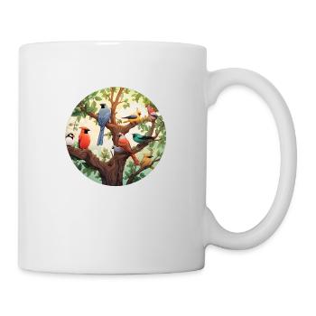 Bunte Vögel - Tasse - Weiß - Rechts