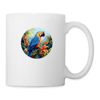 Blauer und goldener Ara - Tasse - Weiß - Rechts