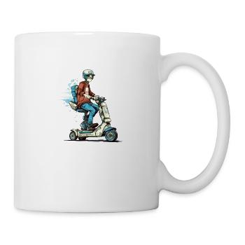 Marc on his futuristic scooter - Mug - white - Right