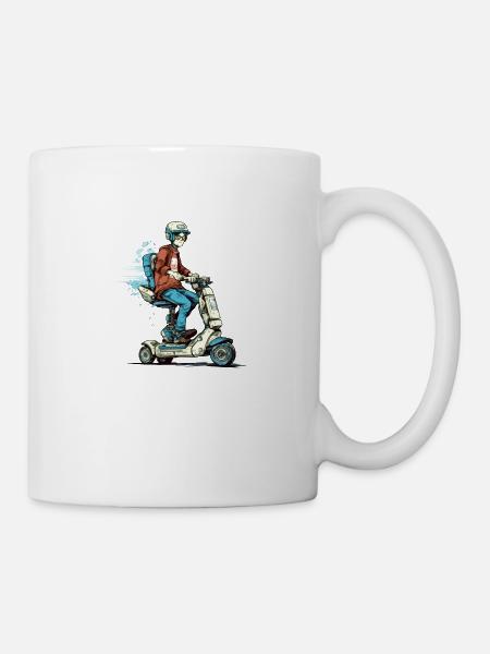 Marc auf seinem futuristischen Roller - Tasse - Weiß
