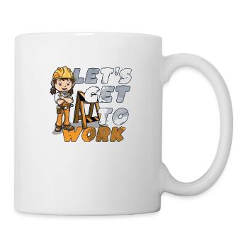 Bagger Baustelle Bauarbeiterin Mädchen I Geschenk - Tasse - Weiß - Rechts