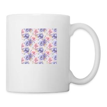 Blumen Nahtloses Muster Blumen Glückliche Blütenkunst - Tasse - Weiß - Rechts