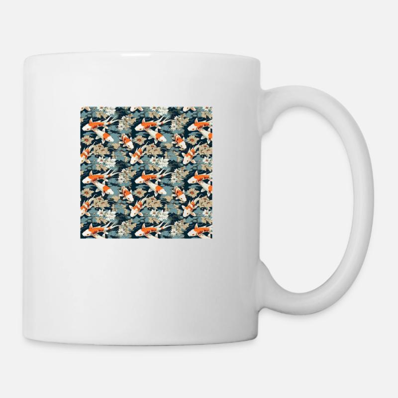 Koi Fish Seamless Pattern Japanese Asian Chinese - Mug - white