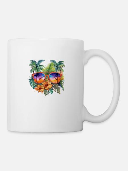 Lunettes de soleil Triopical Summer Sun Beach Mers du Sud - Mug blanc - blanc