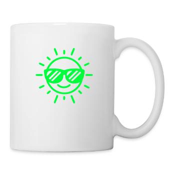 Sunglasses Happy Face Sun Neon Green - Mug - white - Right