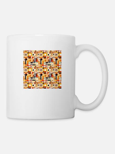 Abstract Seamless Pattern Shapes Lines Modern Art - Mug - white