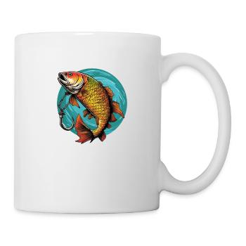 Karpfenangeln Shirt - Tasse - Weiß - Rechts