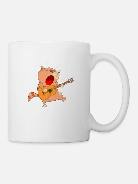 Katze spielt Musik - Tasse - Weiß