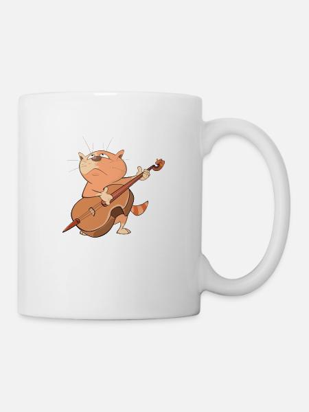 Katze spielt Musik - Tasse - Weiß
