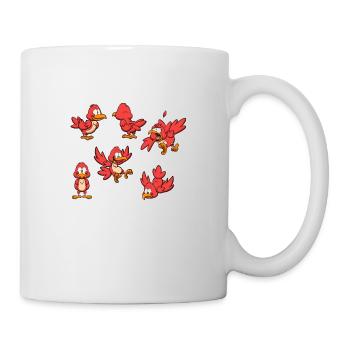 Red Cartoon Bird With Different Poses - Mug - white - Right