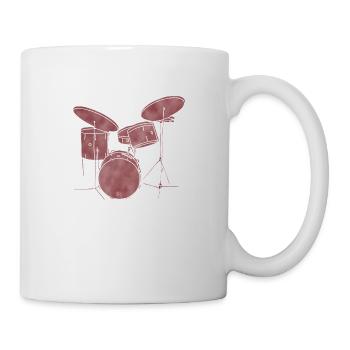 "Drums", Boho Line Art Design, Series "Music" - Mug - white - Right