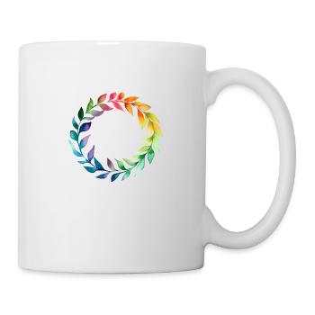 Feuilles arc-en-ciel. Formation d’un cercle dans le style aquarelle - Mug blanc - blanc - Droite