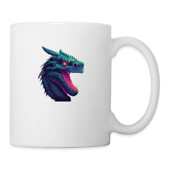 Dragonwave Ein Synthwave-Drachenabenteuer - Tasse - Weiß - Rechts