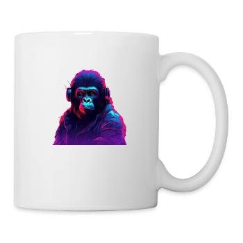 Synthwave-Neon-Beats eines Gorillas - Tasse - Weiß - Rechts