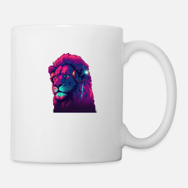 Lionheart bat le rugissement synthwave d’un lion - Mug blanc - blanc
