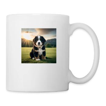 Berner Sennenhund Welpe - Tasse - Weiß - Rechts