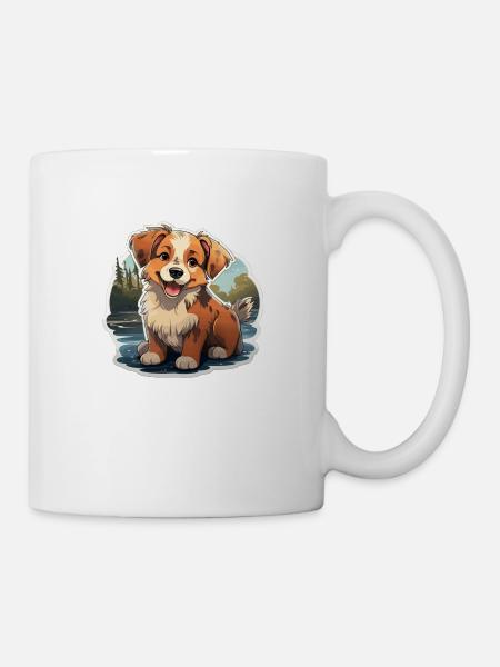 Süßer Aussi Hund am See - Tasse - Weiß