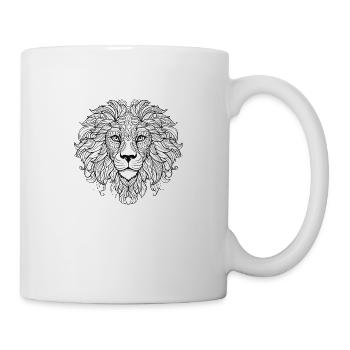 Mandala Löwe Fine Line - Tasse - Weiß - Rechts