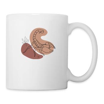 "Scorpion", boho line art design, series "Desert" - Mug - white - Right