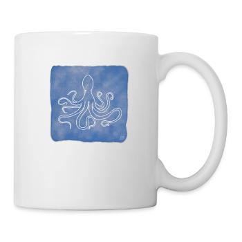 "Oktopus", Boho Line Art Design, Serie "Ocean" - Tasse - Weiß - Rechts