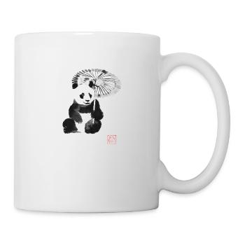 Panda im Regen - Tasse - Weiß - Rechts