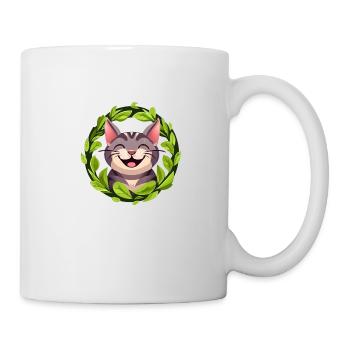Cat in a circle of leaves - Mug - white - Right