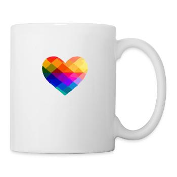Geometrisches Herz in den Farben des LGBT-Regenbogens - Tasse - Weiß - Rechts