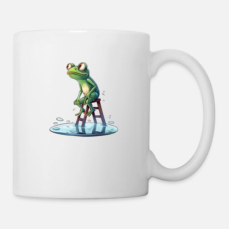 Wetterfrosch sitzt auf der Leiter - Tasse - Weiß