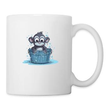 A monkey sitting in a tub of water - Mug - white - Right