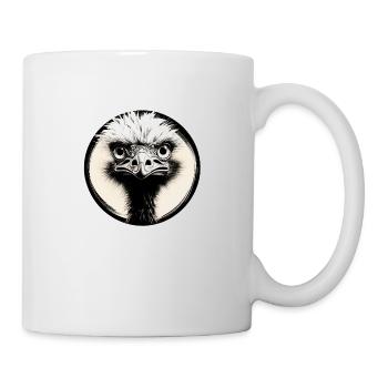 Autruche noir et blanc - Mug blanc - blanc - Droite