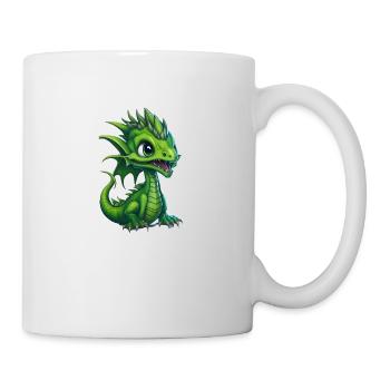 Bébé dragon, mignon, heureux, souriant - Mug blanc - blanc - Droite