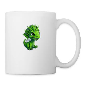 Bébé dragon, mignon, heureux, souriant - Mug blanc - blanc - Droite
