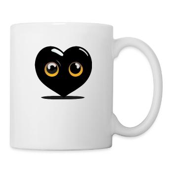 Black cartoon heart - Mug - white - Right