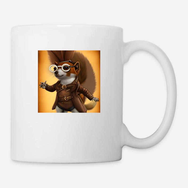 Steampunk Squirrel wearing Glasses - Mug - white